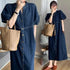 Slimming Women's Denim Dress Medium Length Short Sleeves Smooth Silhouette
